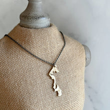 Load image into Gallery viewer, Whidbey Island Outline Necklace -  Washington State Rustic Bronze with brass chain
