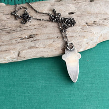 Load image into Gallery viewer, Sterling Silver Sand Dollar Necklace with Aqua Chalcedony, Ocean Inspired Gemstone Pendant, Coastal Beach Jewelry
