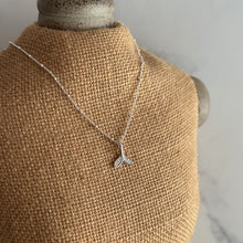 Load image into Gallery viewer, Tiny sterling silver CZ whale tail necklace

