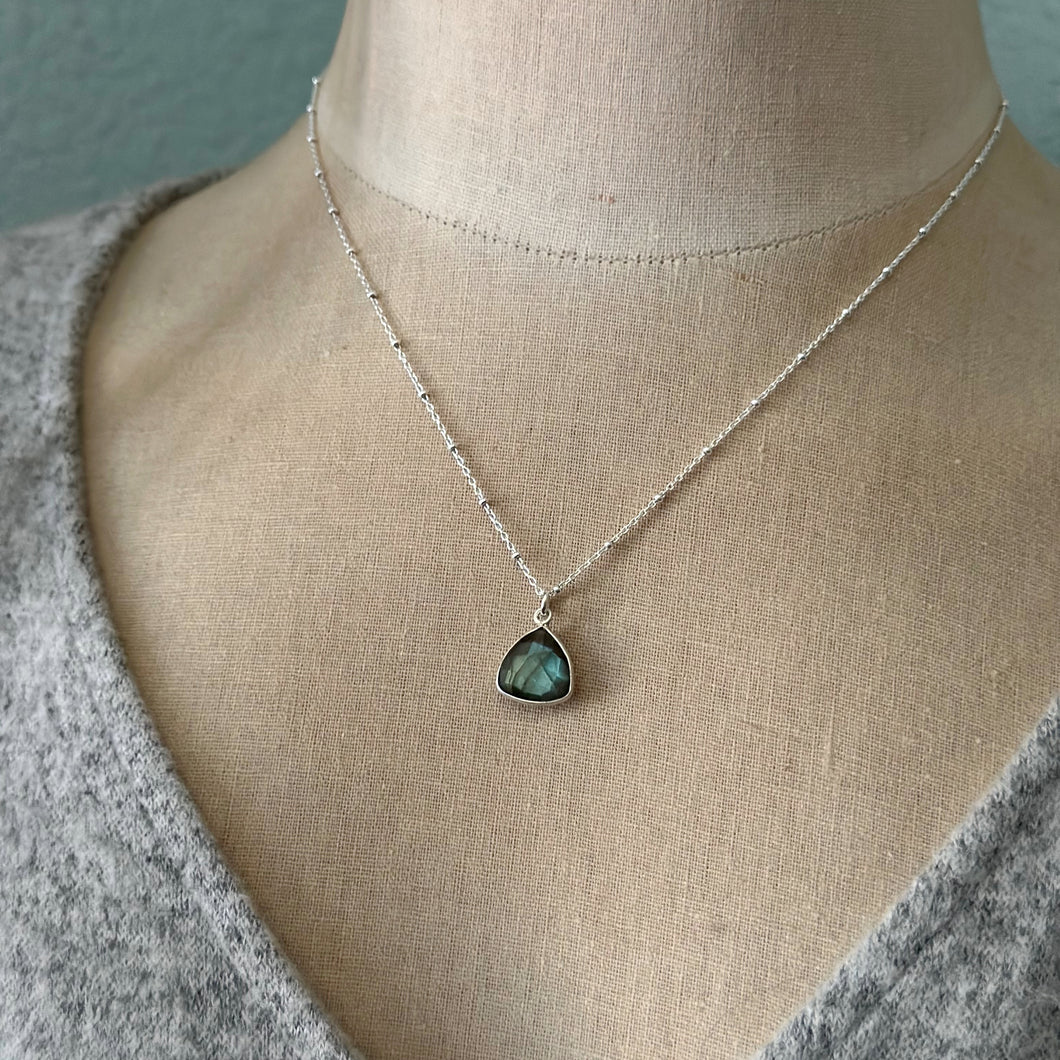 Sterling silver trillion cut Labradorite Necklace