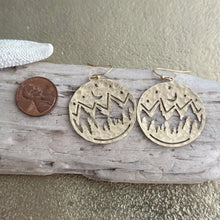 Load image into Gallery viewer, Mountain Silhouette dangle earrings in brass
