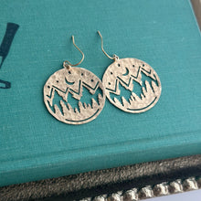 Load image into Gallery viewer, Mountain Silhouette dangle earrings in brass
