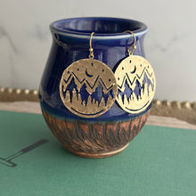 Load image into Gallery viewer, Mountain Silhouette dangle earrings in brass
