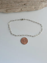 Load image into Gallery viewer, sterling silver textured paperclip chain ankle bracelet
