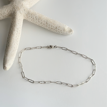 Load image into Gallery viewer, sterling silver textured paperclip chain ankle bracelet
