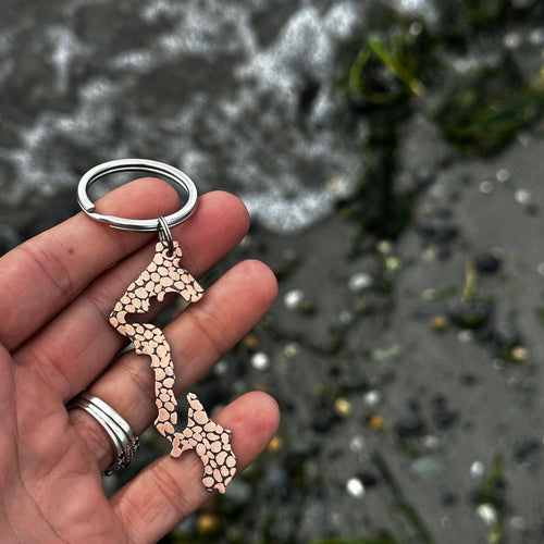 Whidbey Island Shaped Keychain - Copper textured Key Chain - Gift for Him - Hometown - Washington State