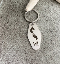 Load image into Gallery viewer, WI Whidbey Island Motel keychain - engraved stainless steel
