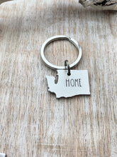 Load image into Gallery viewer, Washington State Keychain - Silver tone Aluminum WA with stainless steel keyring, Home
