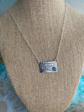 Load image into Gallery viewer, Sterling silver rectangle wave pendant with teal Kyanite stone
