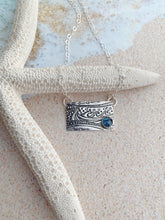 Load image into Gallery viewer, Sterling silver rectangle wave pendant with teal Kyanite stone
