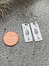 Load image into Gallery viewer, Redwood Tree Earrings - silver tone bar dangle earrings
