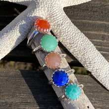 Load image into Gallery viewer, Candy Gem Sterling silver ring - Gemstone ring in crown setting - Carnelian, Chrysoprase, Peach Moonstone, Lapis or Amazonite
