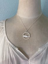 Load image into Gallery viewer, Whale necklace with modern textured circle necklace - fine silver with sterling silver chain - beach jewelry
