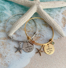 Load image into Gallery viewer, gold plated or silver stainless steel starfish bracelet - it matters to this one  the starfish story - Teacher gift idea  gift from student birthstone
