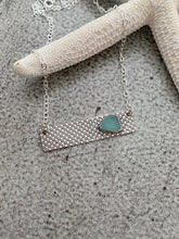 Load image into Gallery viewer, Mermaid scale bar necklace with teal sea glass
