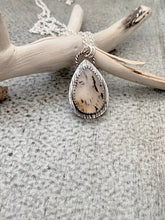 Load image into Gallery viewer, Sterling Silver Montana Agate necklace - Teardrop shape with textured background
