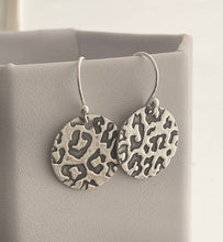 Load image into Gallery viewer, Sterling silver leopard print earrings - Wild Animal Earrings - Dangle Earrings - Medium 5/8 inch
