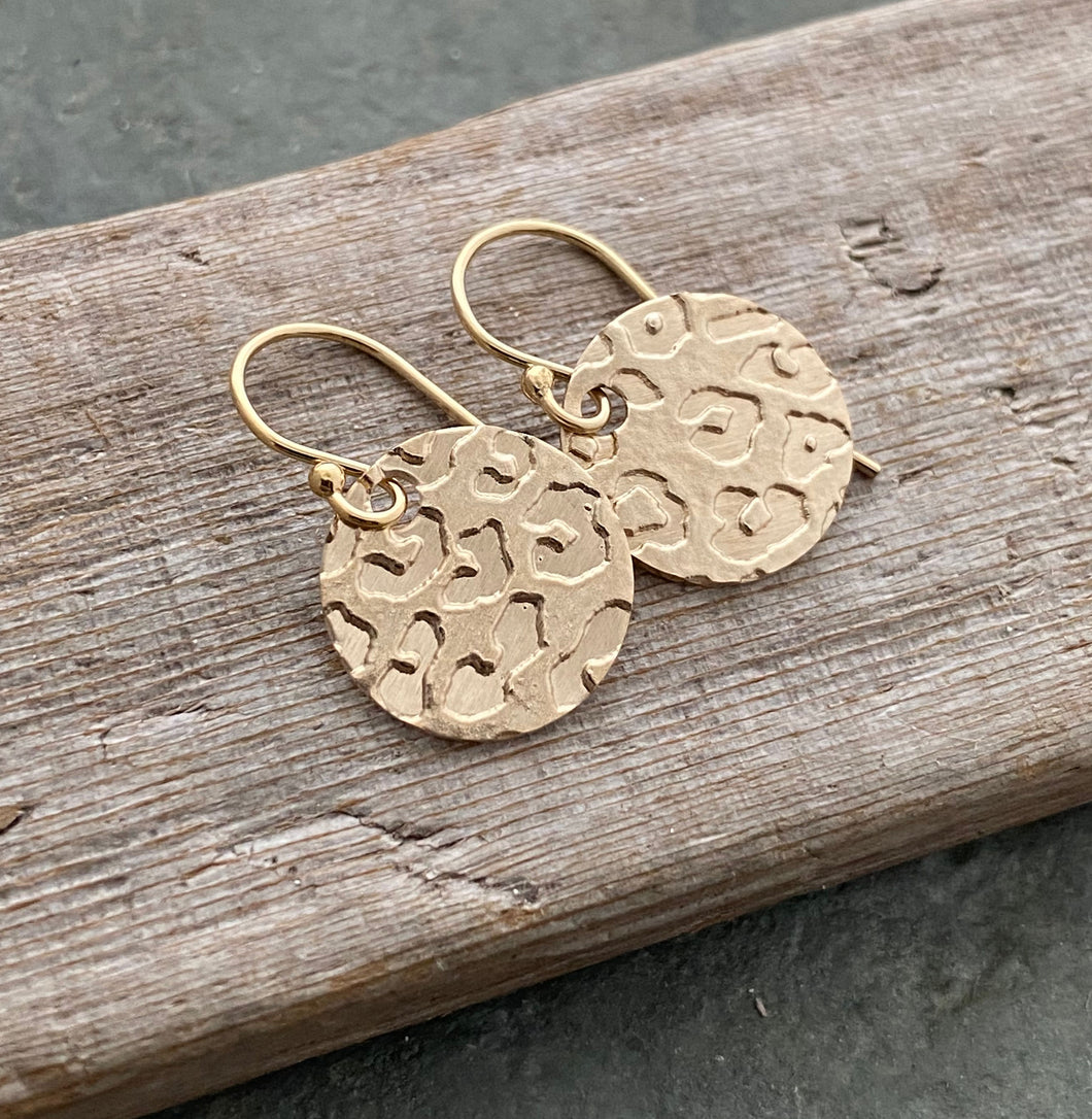 14k gold filled leopard print earrings - Wild Animal Earrings - Dangle Earrings - small 1/2 inch