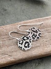 Load image into Gallery viewer, Sterling silver leopard print earrings - Wild Animal Earrings - Dangle Earrings - Small 1/2 inch
