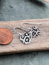 Load image into Gallery viewer, Sterling silver leopard print earrings - Wild Animal Earrings - Dangle Earrings - Small 1/2 inch
