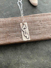 Load image into Gallery viewer, Sterling silver Whidbey Island Silhouette Bar Necklace 3D - with sterling silver cable chain
