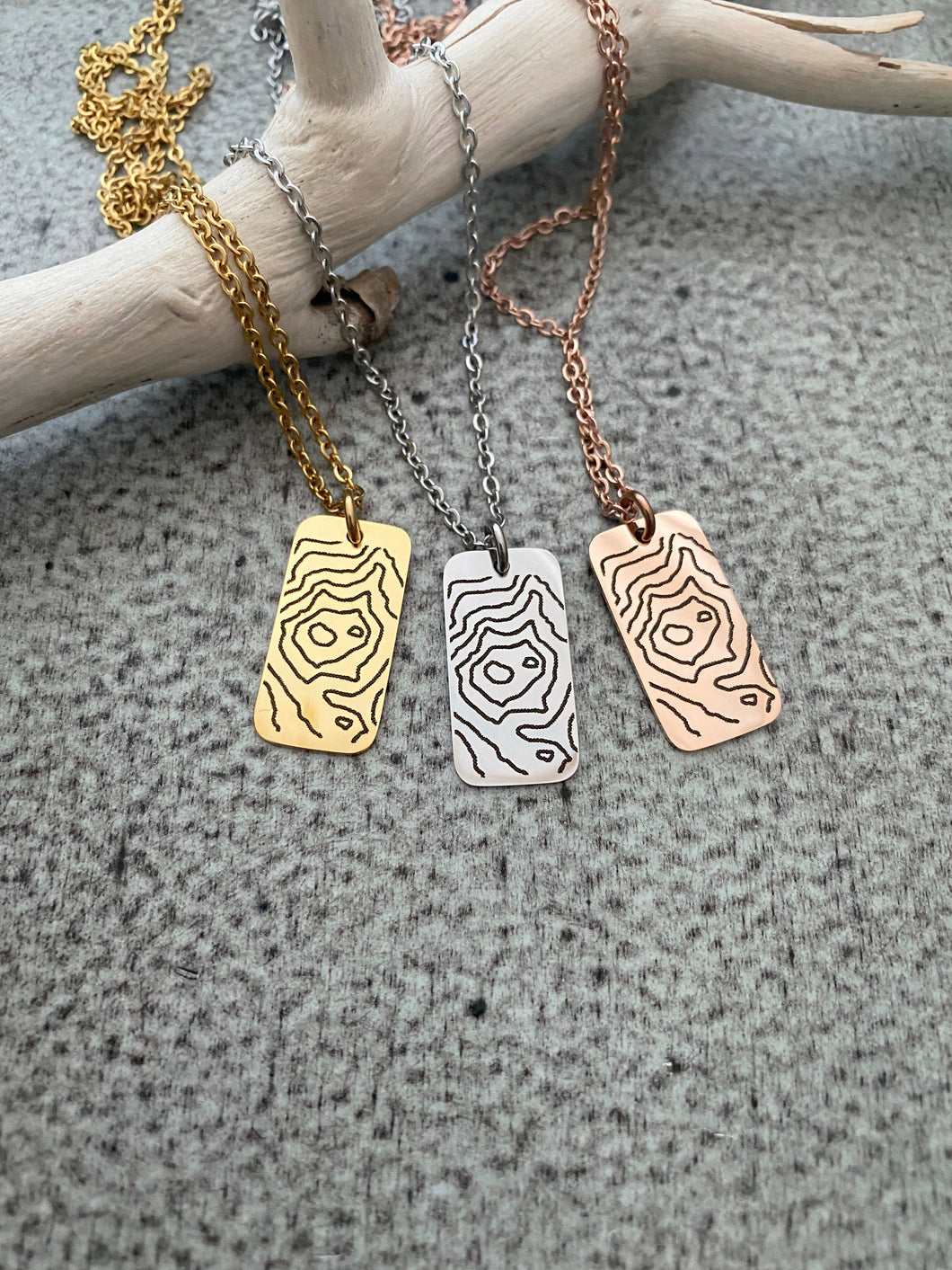 Mount Baker Topographical Map Necklace - Birthday Gift for her - Stainless steel silver, rose gold, gold - gift for outdoor lover