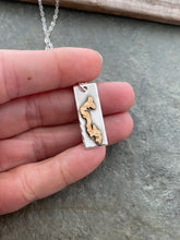 Load image into Gallery viewer, Sterling silver and bronze Whidbey Island Silhouette Bar Necklace 3D - with sterling silver cable chain
