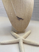 Load image into Gallery viewer, Sterling Silver humpback whale Necklace - Celestial Scene with Bronze Moon and Star - Galaxy Ocean necklace
