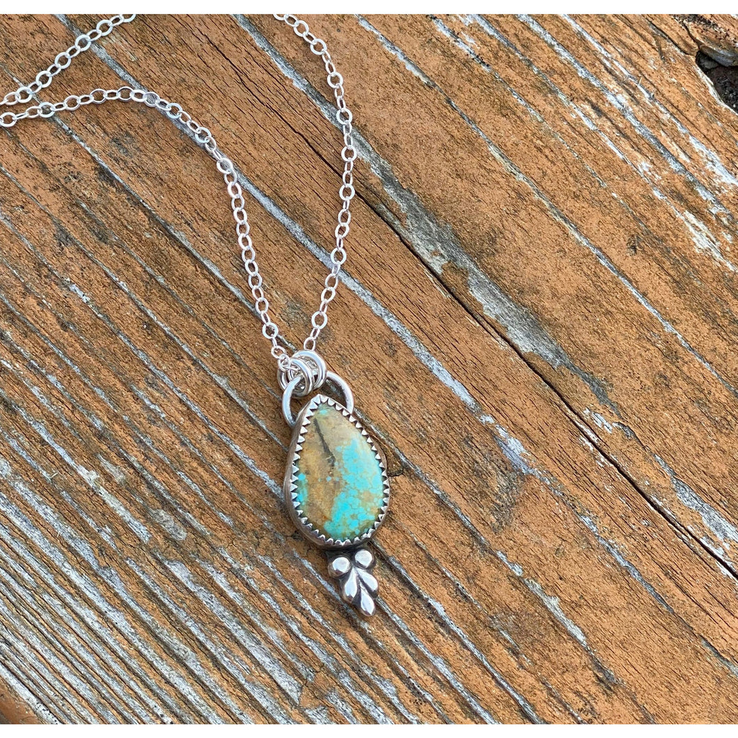 Sterling silver turquoise teardrop necklace - genuine gemstone necklace
