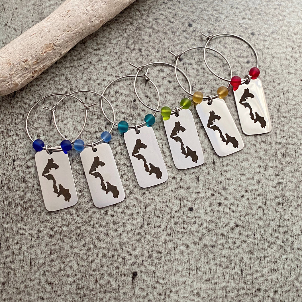Whidbey Island Wine Glass Charms - Stainless Steel set of 6