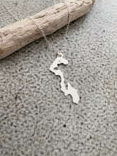 Load image into Gallery viewer, Whidbey Island silhouette Necklace -  Washington State 925 sterling silver - Heart design over your city / location - Hometown jewelry

