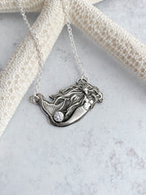 Load image into Gallery viewer, sterling silver mermaid pendant with clear Cubic zirconia
