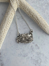 Load image into Gallery viewer, sterling silver mermaid pendant with clear Cubic zirconia
