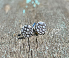 Load image into Gallery viewer, Silver Pebble Earrings - Fine and Sterling silver textured stud earrings
