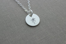 Load image into Gallery viewer, Sterling Silver Palm Tree Necklace with Coconuts, Hand Stamped Sterling Disc, Tropical Necklace, Satin Finish, Simple Beach Necklace
