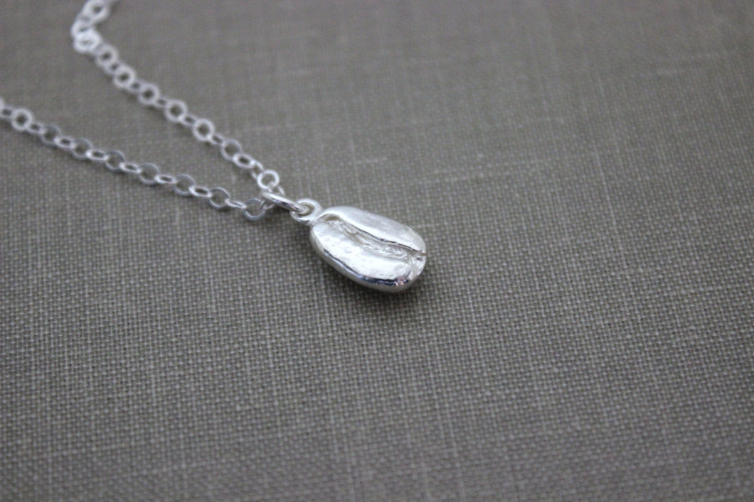 Tiny Solid Sterling silver Coffee Bean Necklace - Espresso Bean Jewelry - Caffeine Addict - Barista Gift Idea - Coffee Junkie - Tiny Charm
