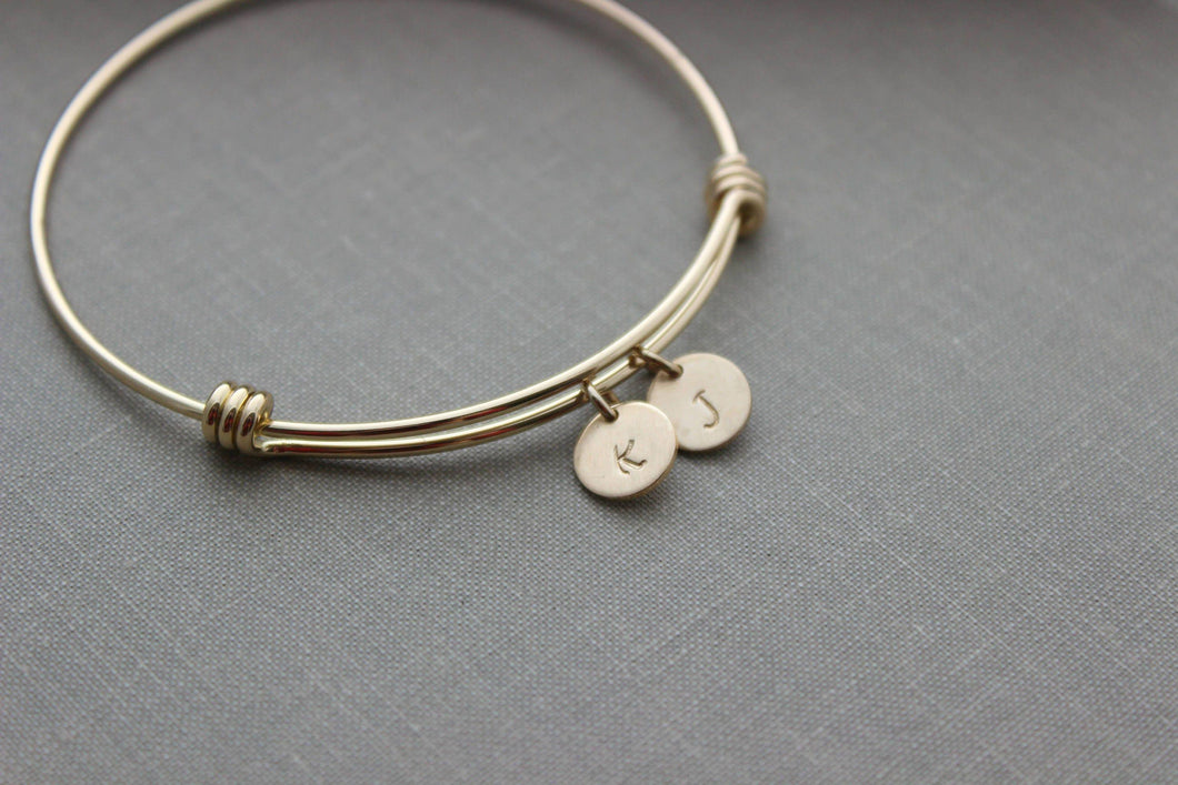 14k gold filled initials on gold plated stainless steel bracelet - Multiple initials - gift for mom Mother's Day  - Kids monograms - simple