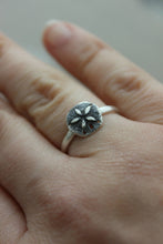 Load image into Gallery viewer, Sterling silver Sand Dollar ring - simple beach jewelry - sea life ring - Sizes 5- 10  - Gift for her - Beach Lover
