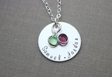Load image into Gallery viewer, Personalized Sterling Silver Name Necklace with Swarovski Crystal Birthstone Charms - Family Jewelry - Personalized Mother&#39;s Day Gift
