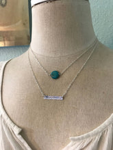 Load image into Gallery viewer, Layered necklaces - Genuine Turquoise gemstone and skinny horizontal bar - Layering Jewelry - Sterling silver, gold filled or rose gold fill
