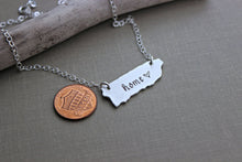 Load image into Gallery viewer, Puerto Rico Necklace - Hand stamped Home necklace - Pewter charm with Sterling silver chain - Heart design - custom
