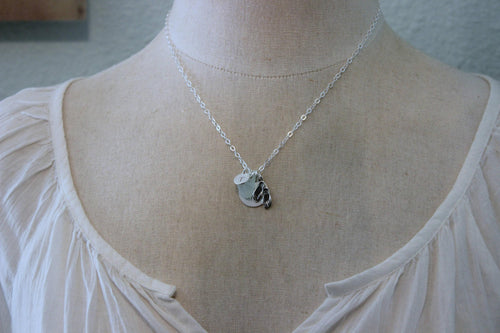 Beach Girl Necklace, Sterling Silver Stamped Disc, Flip Flop Charm, Sea Glass and Personalized mini Initial, Beach Jewelry, sandals flipflop