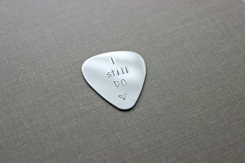 I still DO guitar pick - Stainless steel - gift for him - Personalized date - Anniversary gift, Silver pick Valentine's Day gift for husband