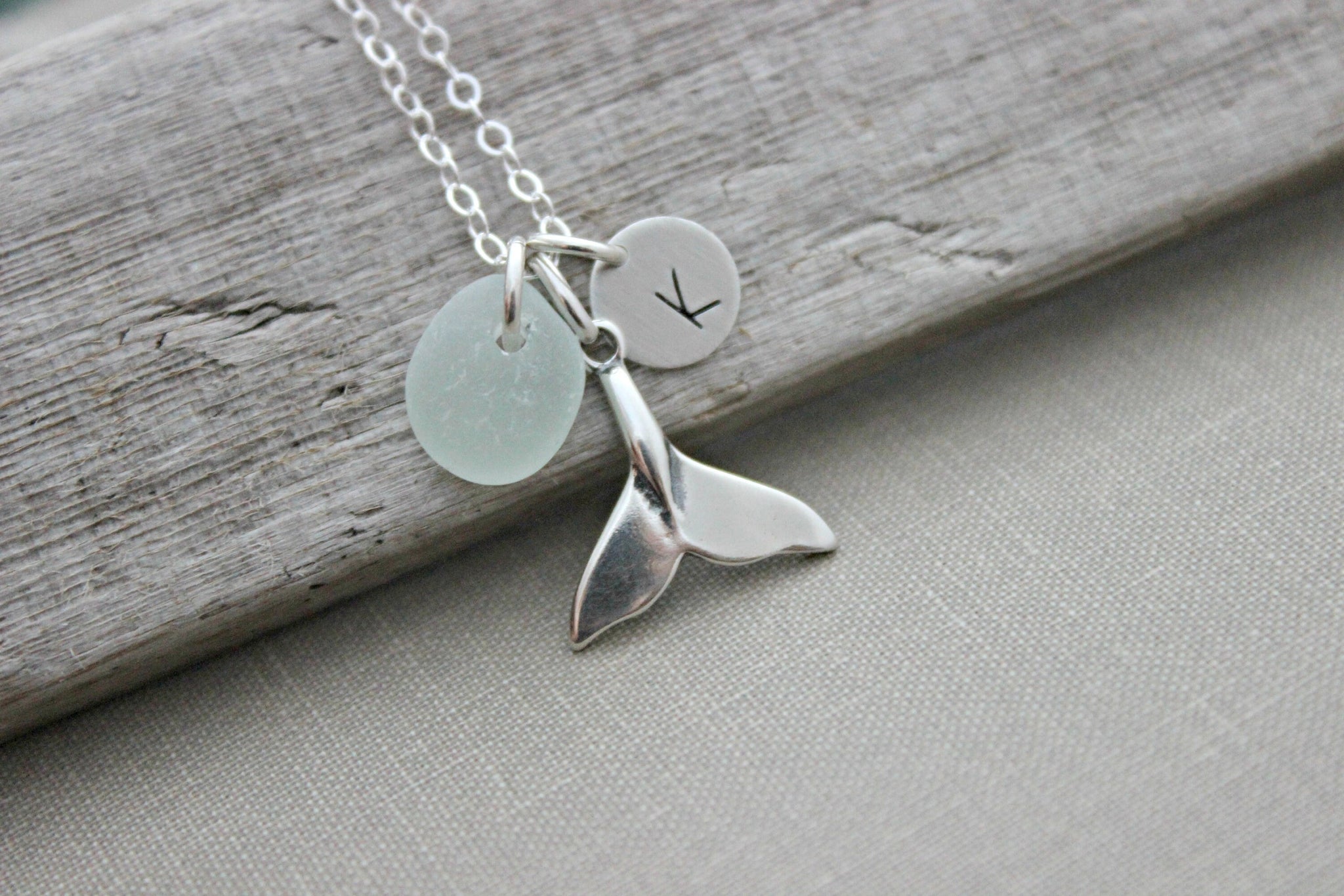 Personalized Sea Glass Initial Necklace