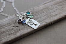 Load image into Gallery viewer, Family Tree Necklace -  Sterling Silver - Personalized with Swarovski crystal birthstones - Mother&#39;s Day gift for mom or grandma
