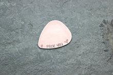Load image into Gallery viewer, Rustic Copper guitar pick - I pick you - with heart design - can be personalized - Playable - Gift for him anniversary gift Valentine&#39;s Day
