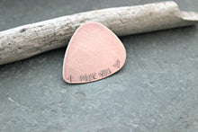 Load image into Gallery viewer, Rustic Copper guitar pick - I pick you - with heart design - can be personalized - Playable - Gift for him anniversary gift Valentine&#39;s Day
