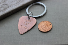 Load image into Gallery viewer, Best dad ever guitar pick keychain - Rustic Copper - Valentine&#39;s Day gift for dad from child - gift for him - Just because gift
