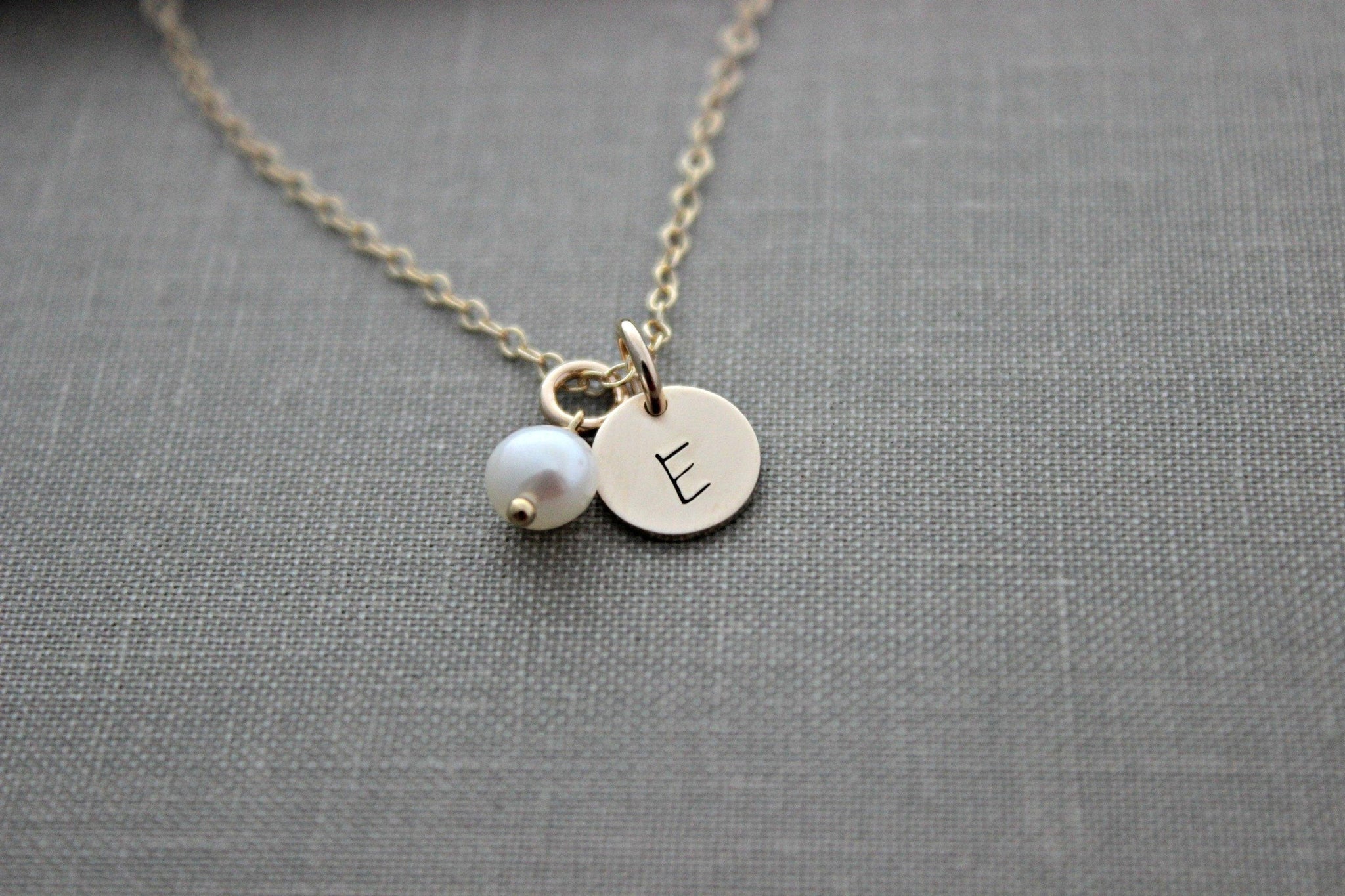 14k Gold filled initial necklace with white pearl - Monogram necklace –  Beach Cove Jewelry