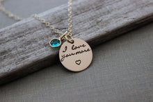 Load image into Gallery viewer, Personalized 14k gold filled I love you more necklace - Swarovski Crystal Birthstone Charms - mom - grandma - wife - Gift for her Christmas
